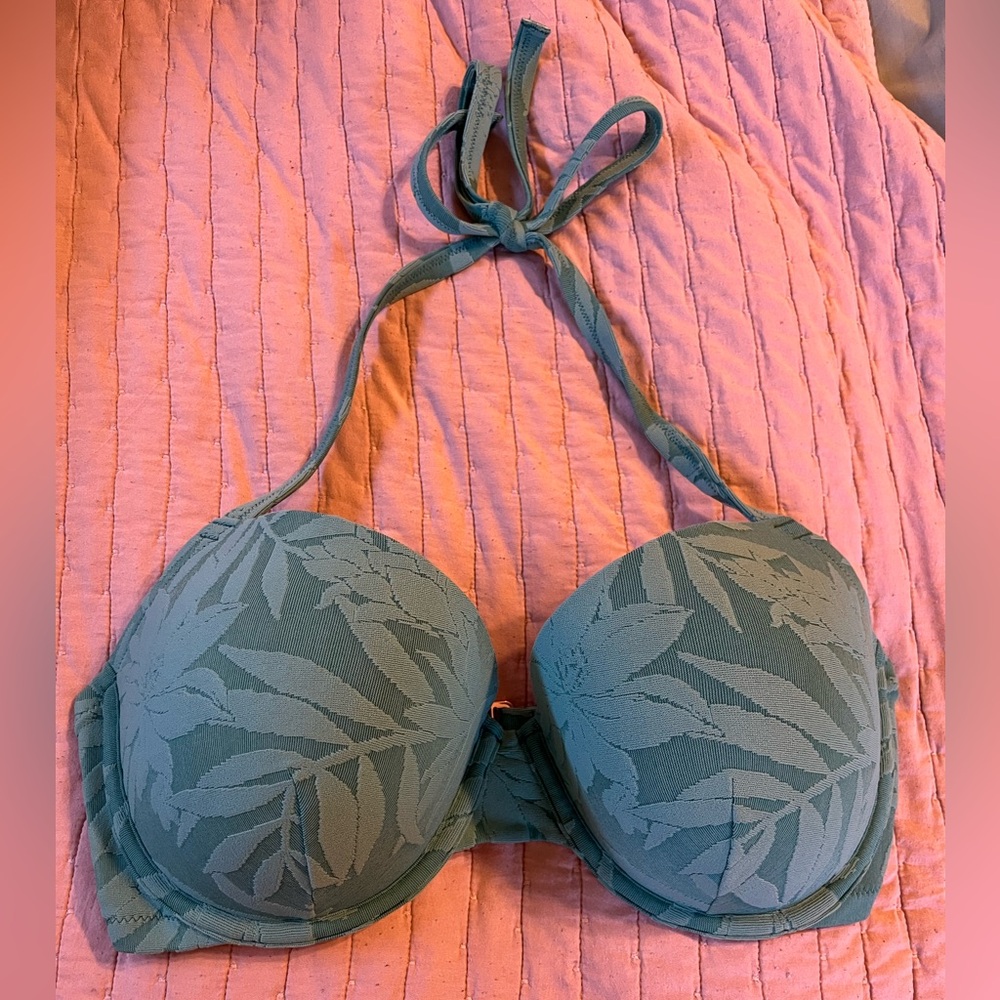 New Shade & shore teal women’s 36DD bathing suit bikini halter top